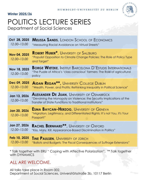 Poster of the Politics Lecture Series