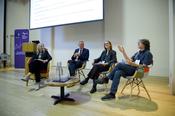 Das vierte Panel mit Olga Kozlova, Søren Salomo, Mairi Gibbs und Markus Ralser (v.l.n.r.)