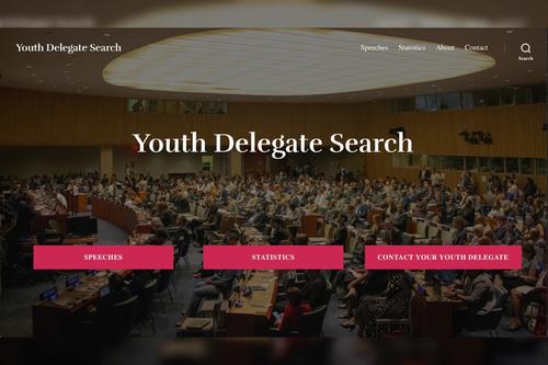 Landingpage of the platform youthdelegatesearch.org