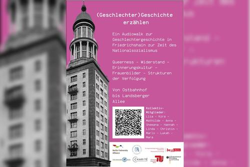 Poster for the gender history audiowalk “(Geschlechter)Geschichte erzählen”