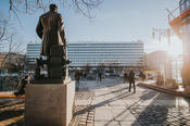 The central campus of Technische Universität Berlin is located in the Charlottenburg district. It is bisected into a northern half and a southern one by Straße des 17. Juni.