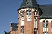 Brick Gothic architecture: the Charité campus in Mitte, at the Schumannstraße entrance.