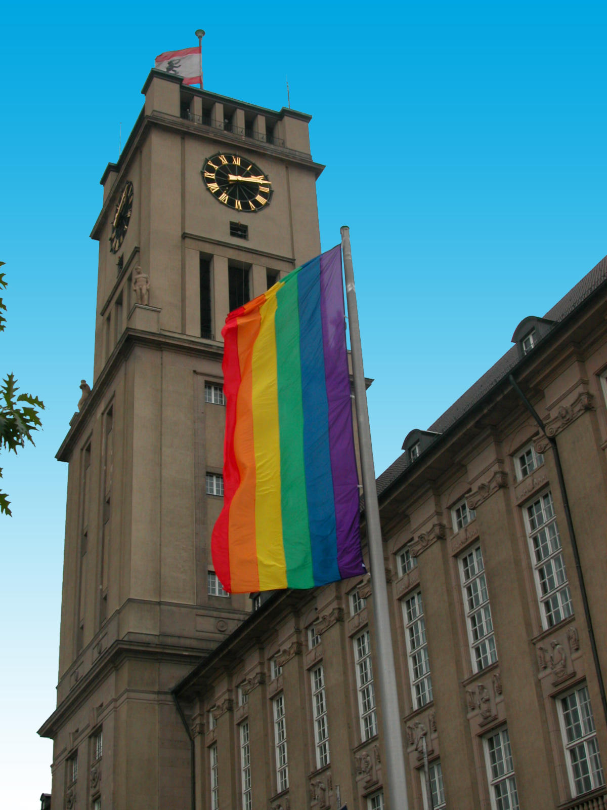 Prideflag at the city hall of Berlin Schöneberg