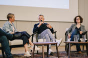 On the Panel: Moderator Sarah Oswald, Michael Roth and Prof. Dr. Heike Klüver / Photo: Frank Schröder