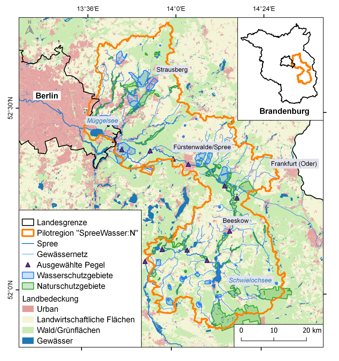 The catchment area of the Lower Spree in Brandenburg is the focus region of SpreeWasser:N.