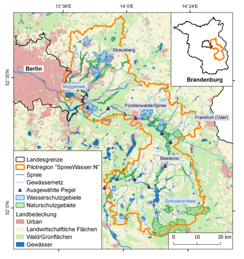 The catchment area of the Lower Spree in Brandenburg is the focus region of SpreeWasser:N.