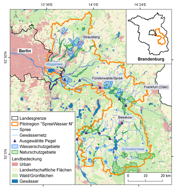 The catchment area of the Lower Spree in Brandenburg is the focus region of SpreeWasser:N.