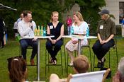 Das Panel mit Frauke Bathe, Irina Engelhardt und Anna-Lisa Dieter. Moderator: Mads Pankow