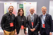 Dr. Yoan de Vilain (HU/BUA), Prof. Dr. Fatma Deniz (TU/BUA) und Dr. Martin Mann (BUA) mit Staatssekretär Dr. Marcus Pleyer vom BMFTR