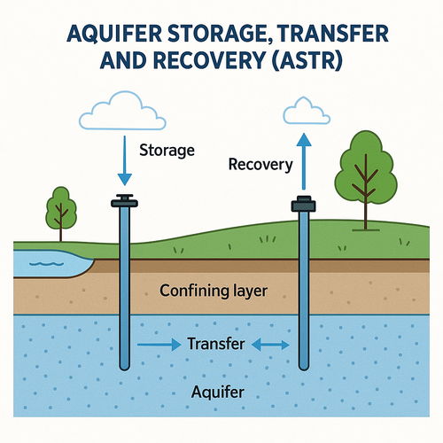 Bei der künstlichen Grundwasseranreicherung wird überschüssiges Wasser über Injektionsbrunnen in den Grundwasserleiter eingespeist, aus denen es nach Bedarf auch wieder gefördert werden kann. Credit: Dr. Ata Joodavi